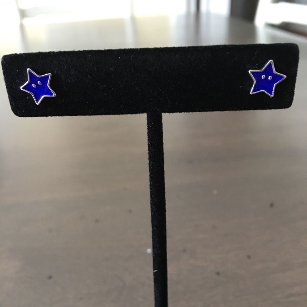 Sterling Silver Enamel Stud Earrings Stars